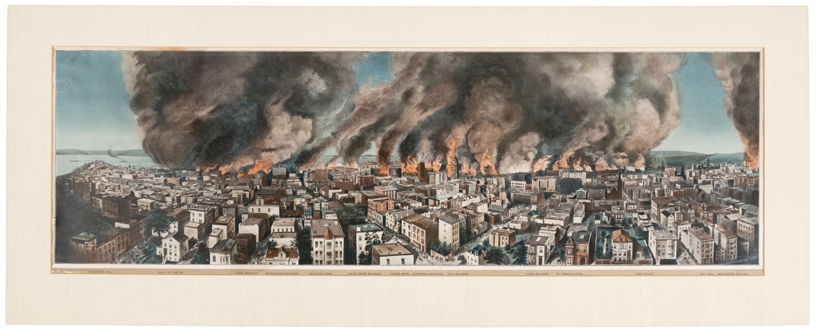 Color print of post-quake San Francisco in flames (1 of 2)