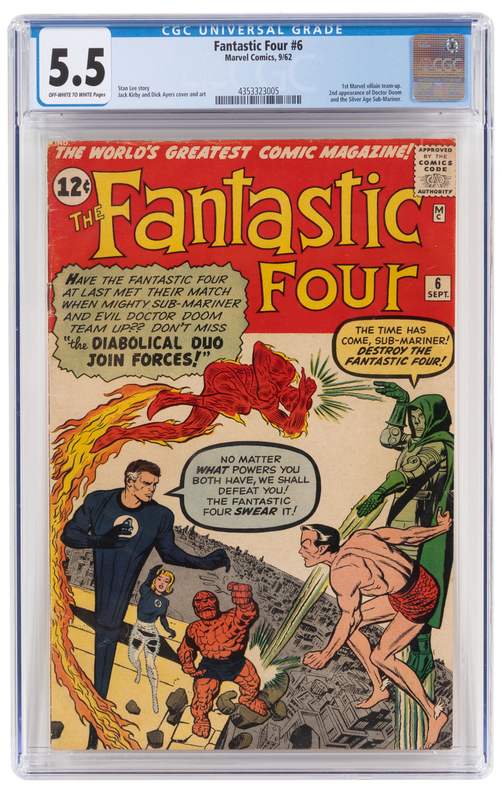 FANTASTIC FOUR #6 * CGC 5.5 * Subby / Doom Team-Up (1 of 2)