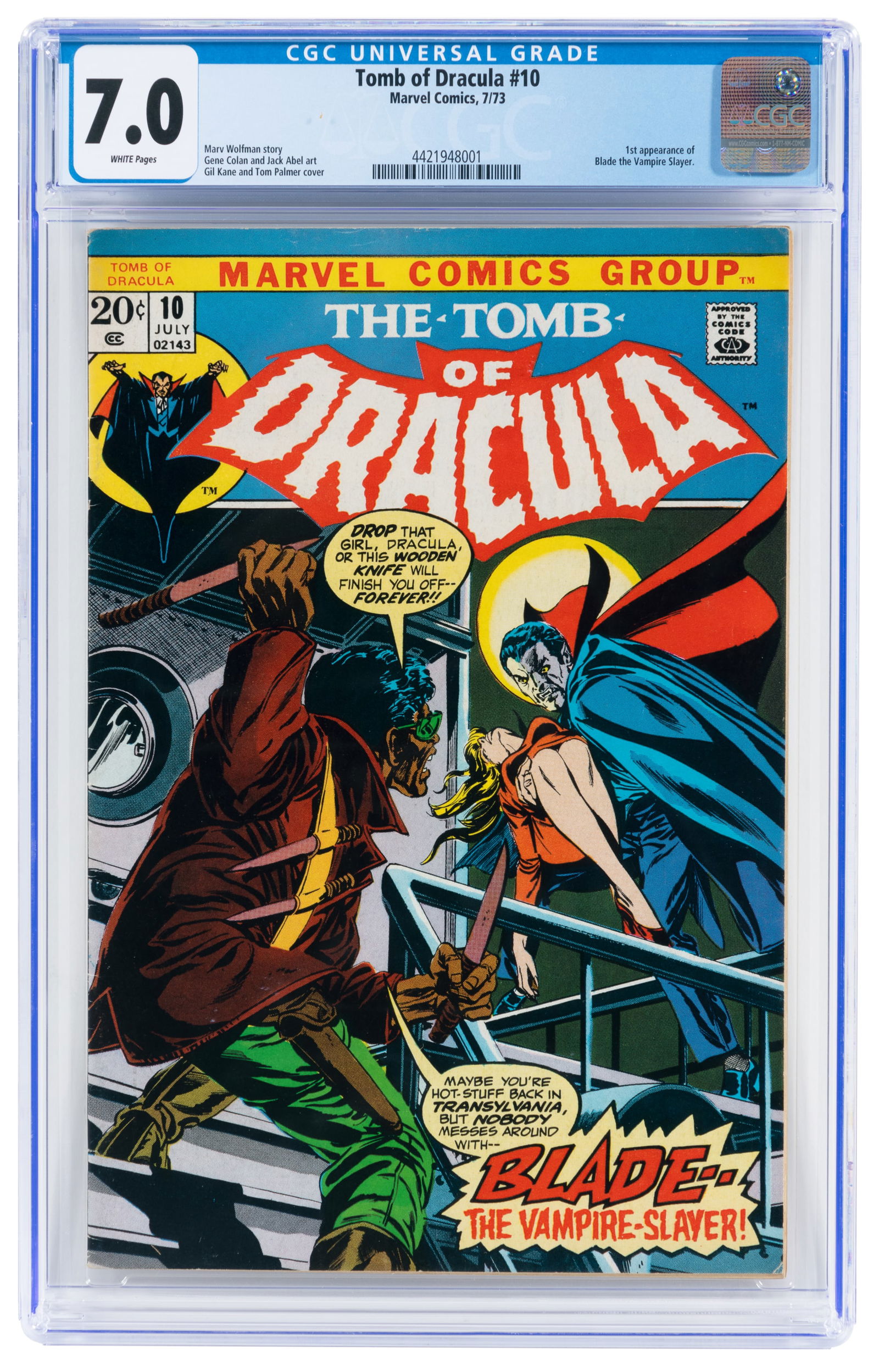 TOMB OF DRACULA #10 * CGC 7.0 * 1st BLADE (1 of 2)