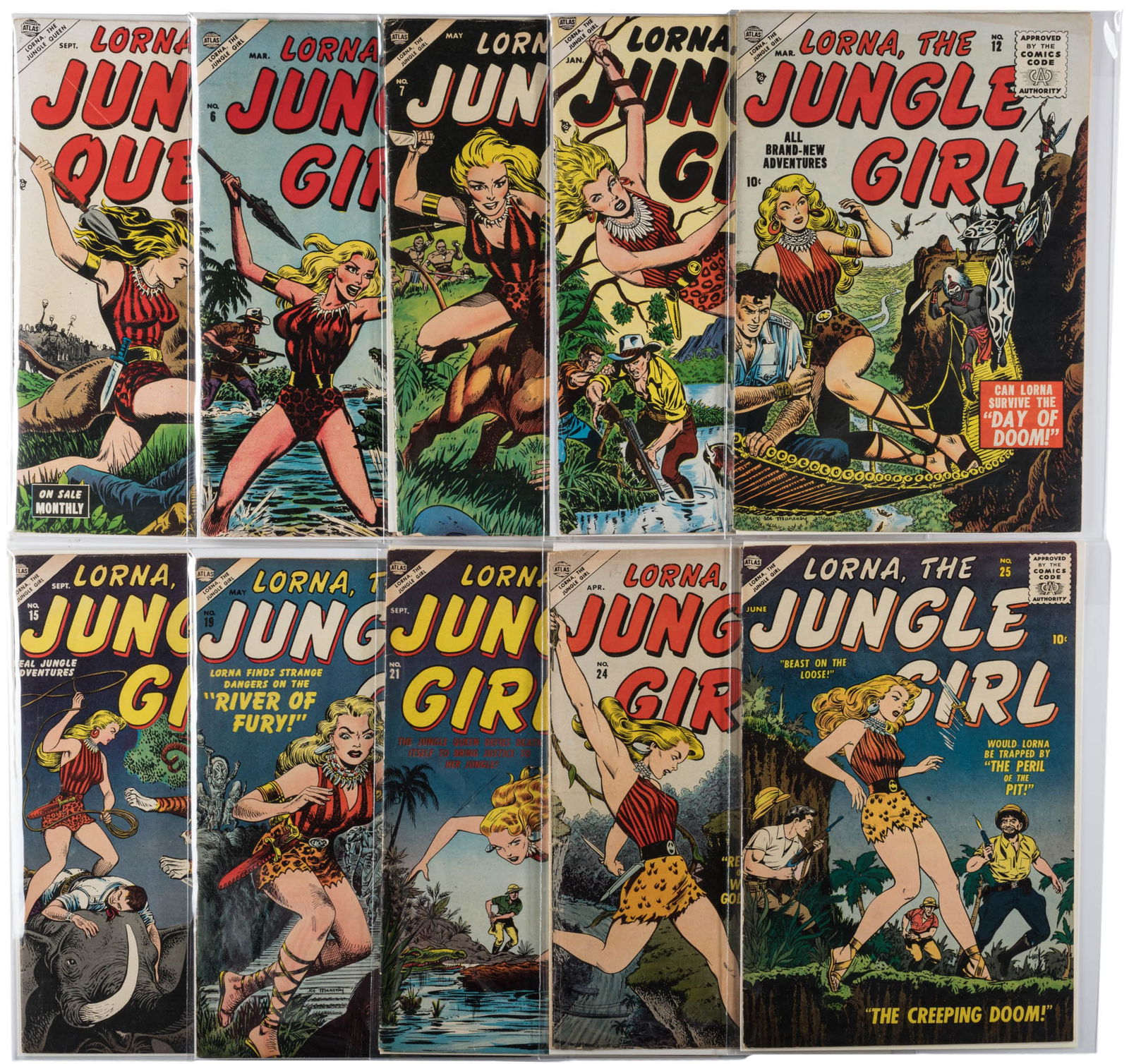 LORNA THE JUNGLE GIRL * Lot of 10 Atlas Mags (1 of 1)