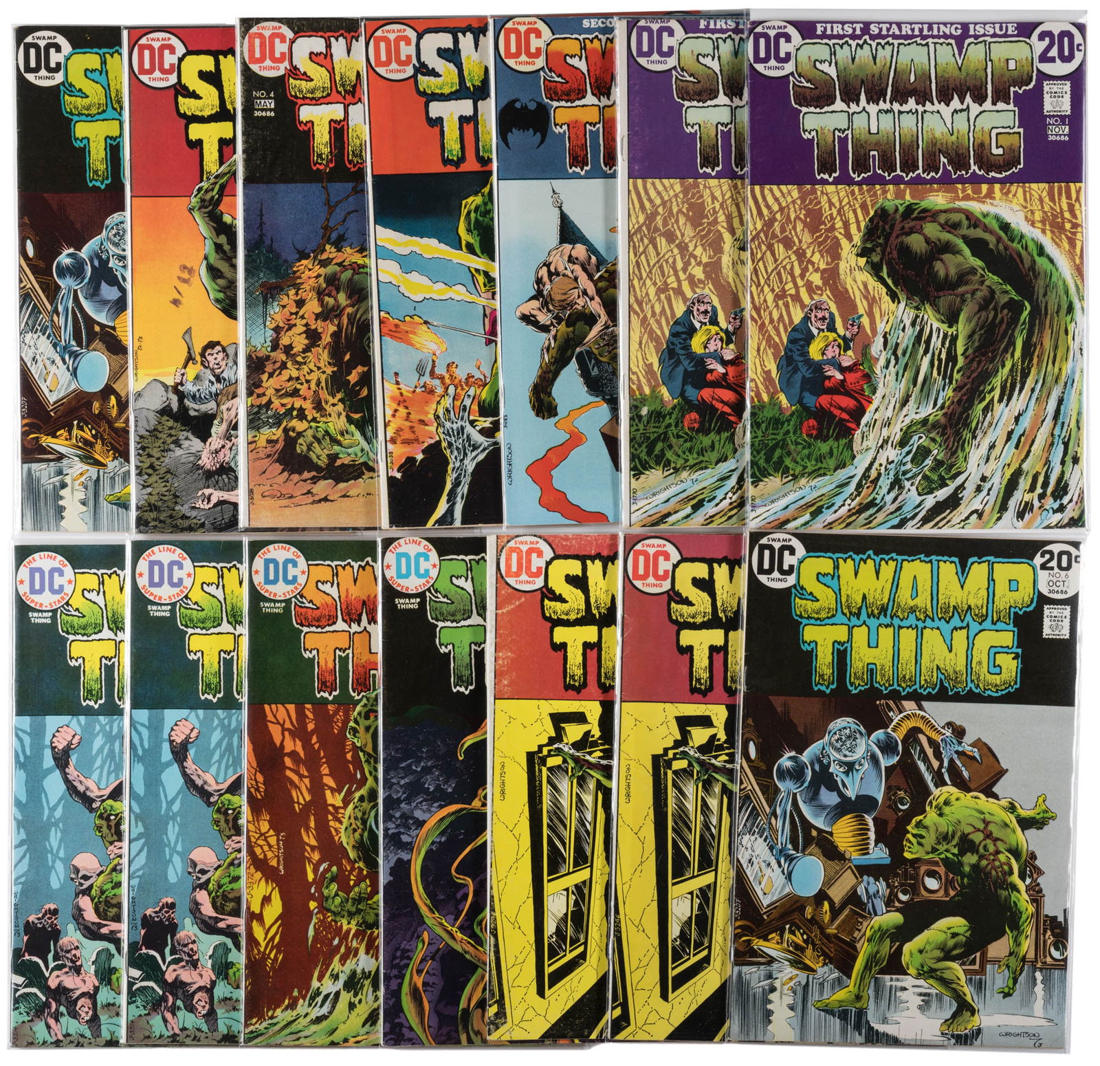 SWAMP THING #s 1-10 + Extras * Lot of 14 Comics, 1970s * Wrightson (1 of 1)