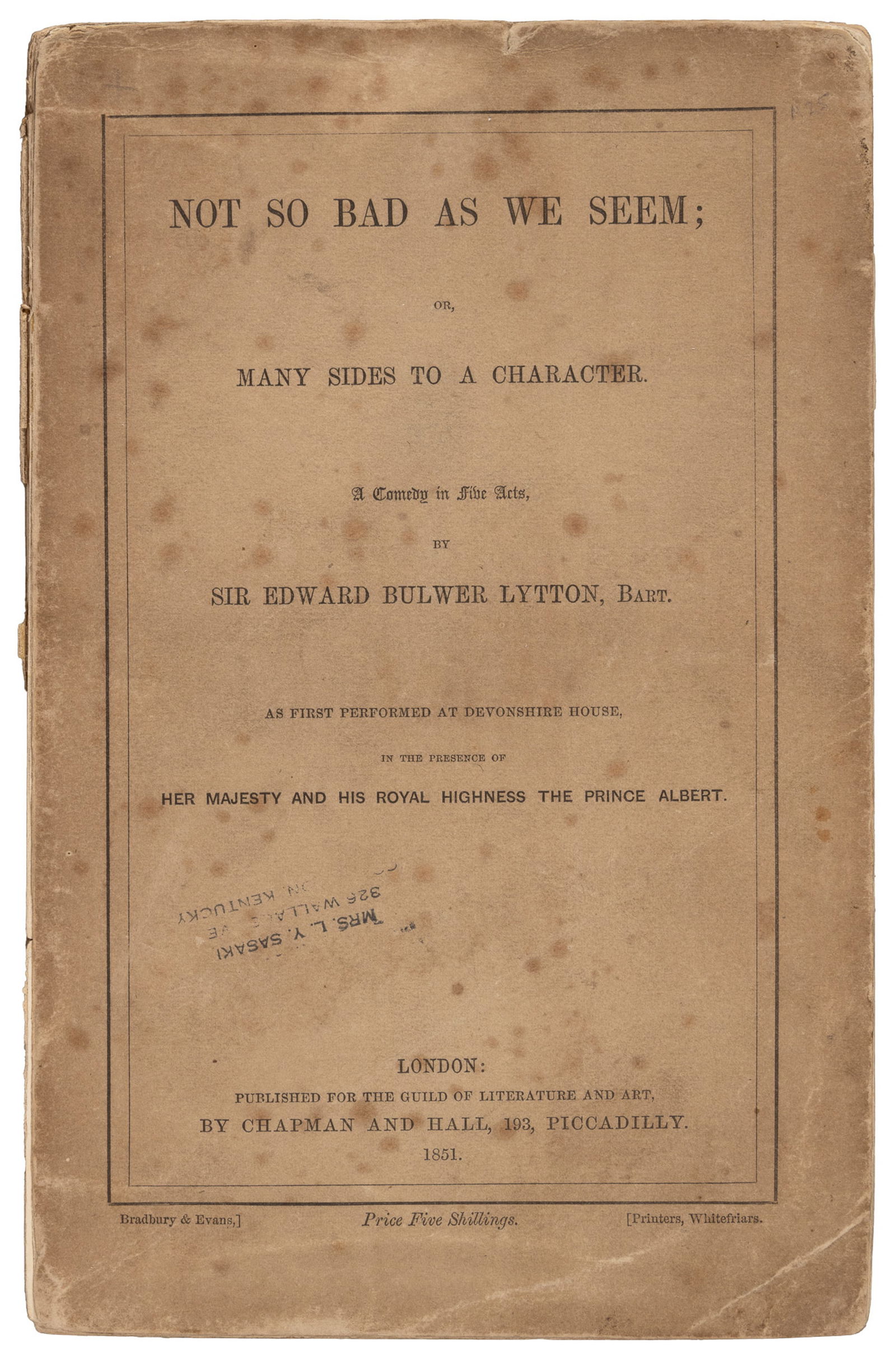 Play featuring Charles Dickens as an actor 1851 (1 of 4)