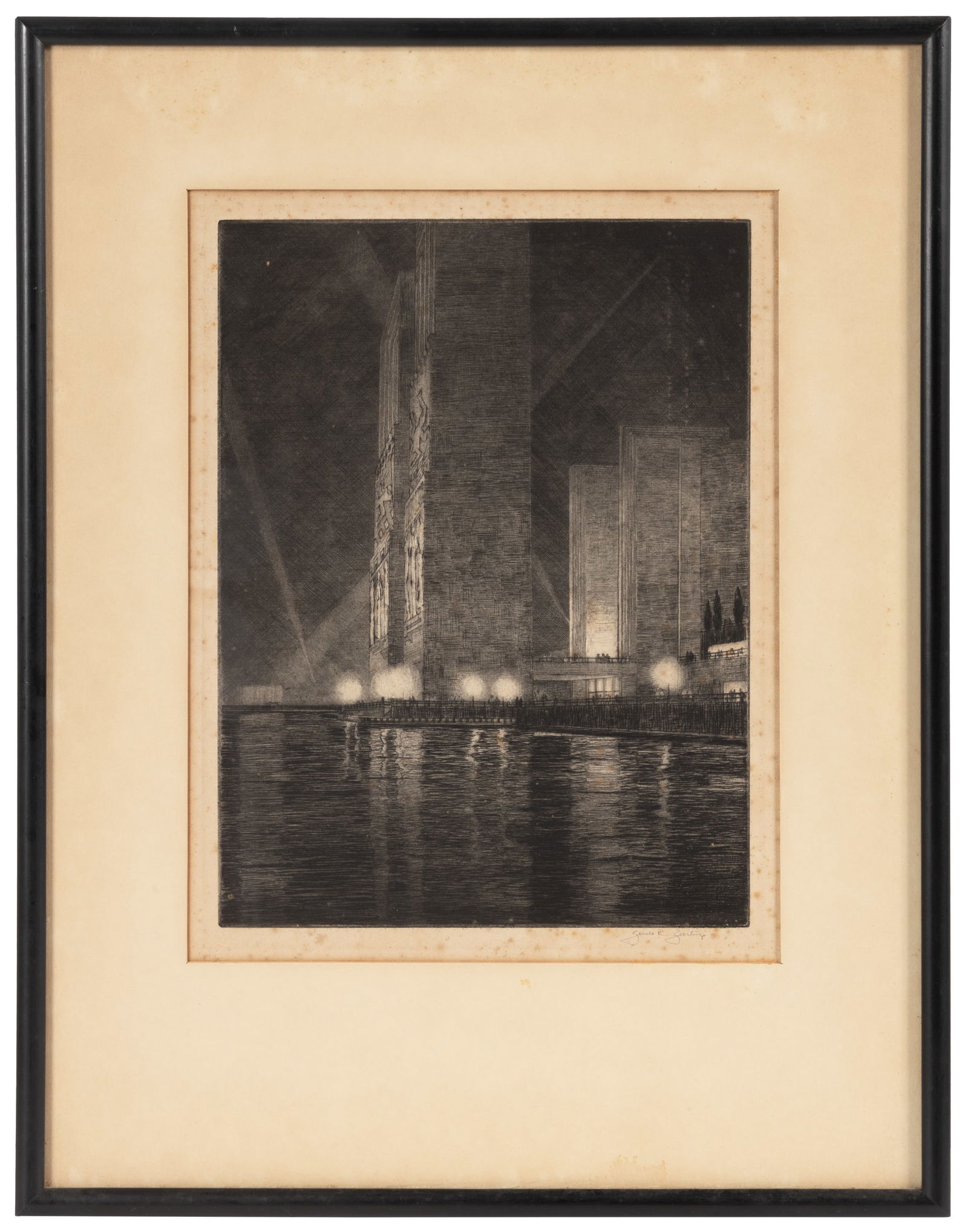 Geerlings Electrical Building at Night, 1933 (1 of 2)