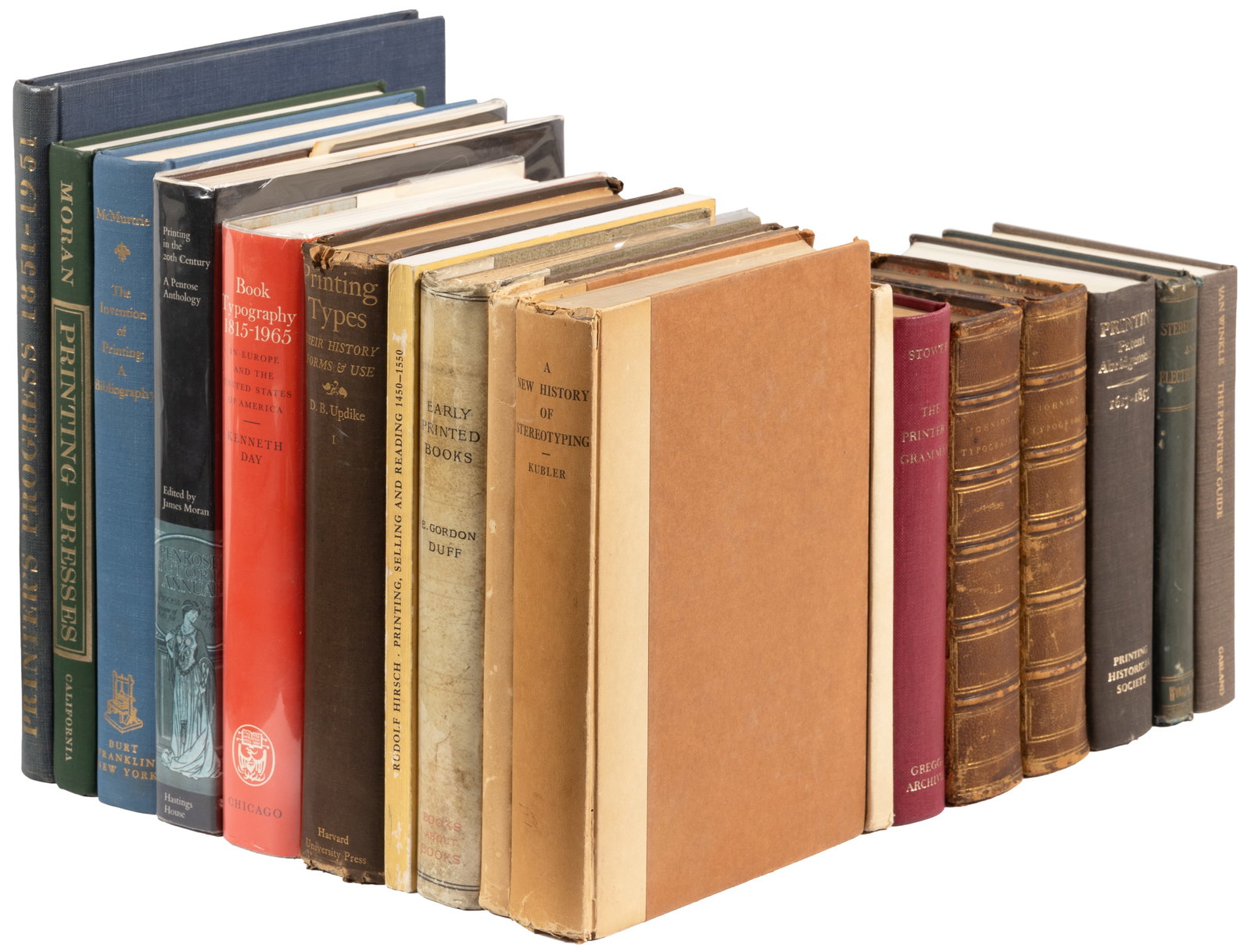 Shelf of printing history and practice: Heading: (Printing) Author: Title: Shelf of books on printing history and practice Place Published: Publisher: Date Published: c.1828-1981 Description: 17 volumes. (8vo and small