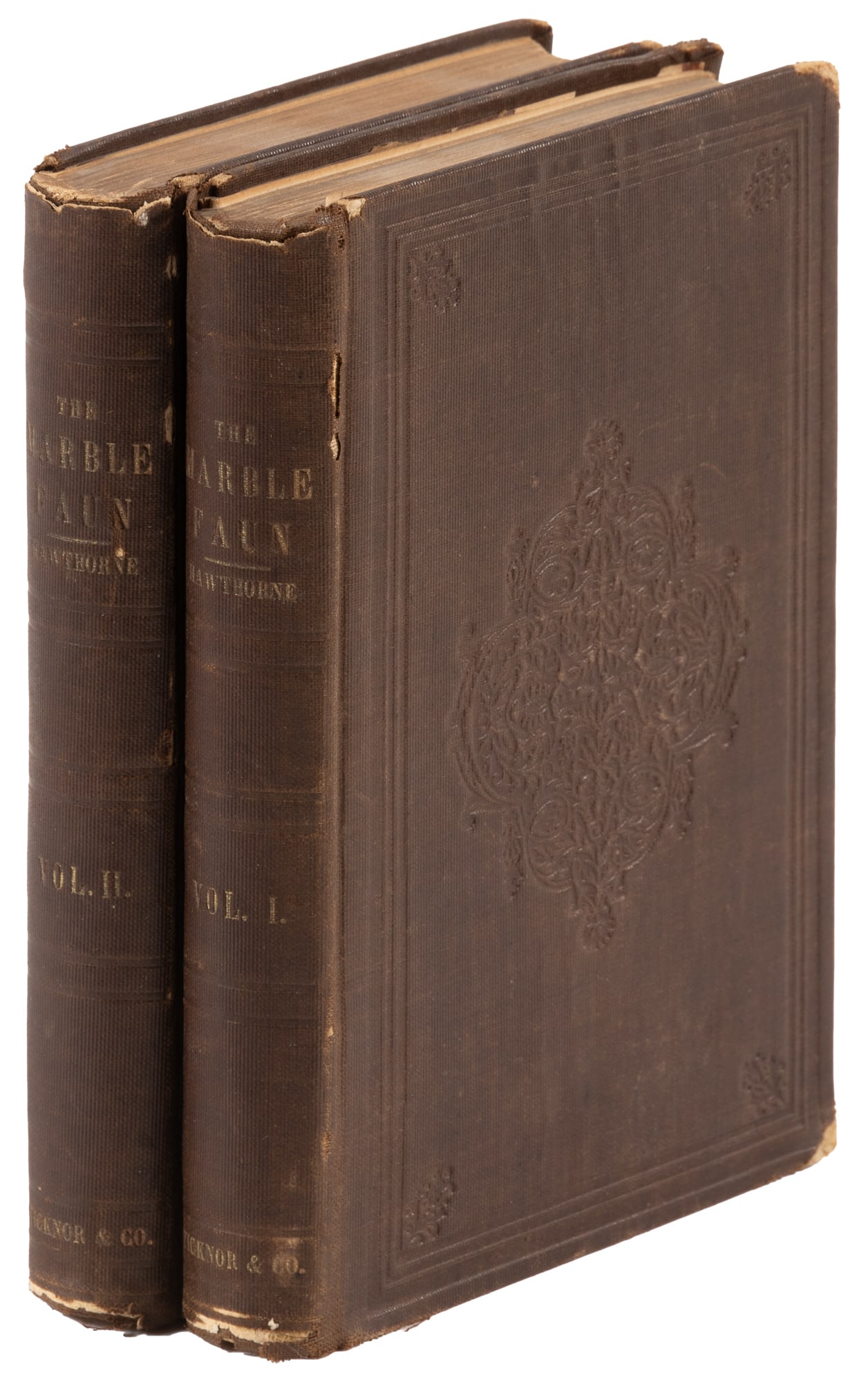 Hawthorne Marble Faun 1st Ed.: Heading: Author: Hawthorne, Nathaniel Title: The Marble Faun, or, The Romance of Monte Beni Place Published: Boston Publisher:Ticknor and Fields Date Published: 1860 Description: 2