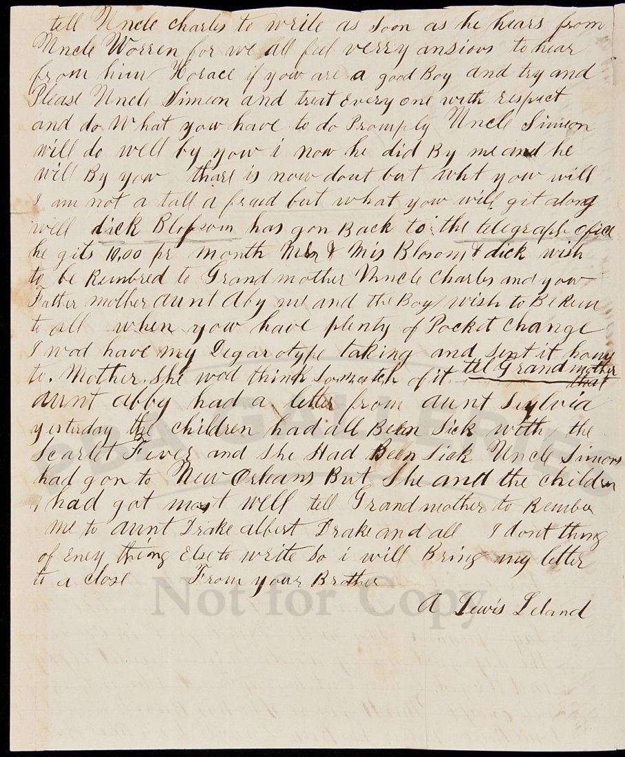 ALs from Mark Twain's future SF friend/landlord: Title: Autograph Letter Signed from Mark Twain's future San Francisco friend and landlord Author: Leland, A. Lewis Description: 2 pp. + stampless address leaf. Addressed to his brother H[orace] S. Lel