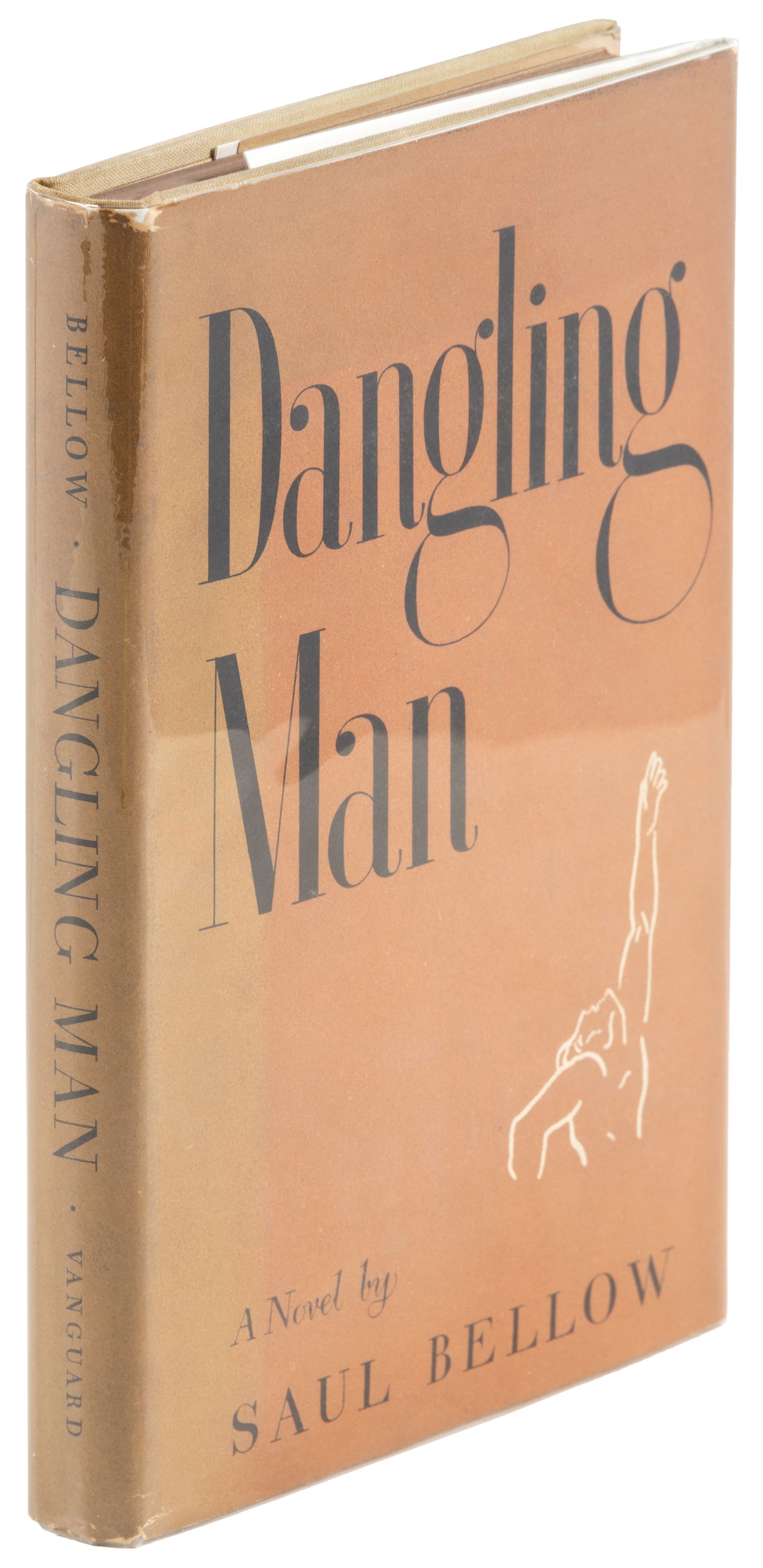 First edition of Bellow's Dangling Man in dj: Heading: Author: Bellow, Saul Title: Dangling Man Place Published: New York Publisher:The Vanguard Press Date Published: [1944] Description: Original pale green cloth with brown pr