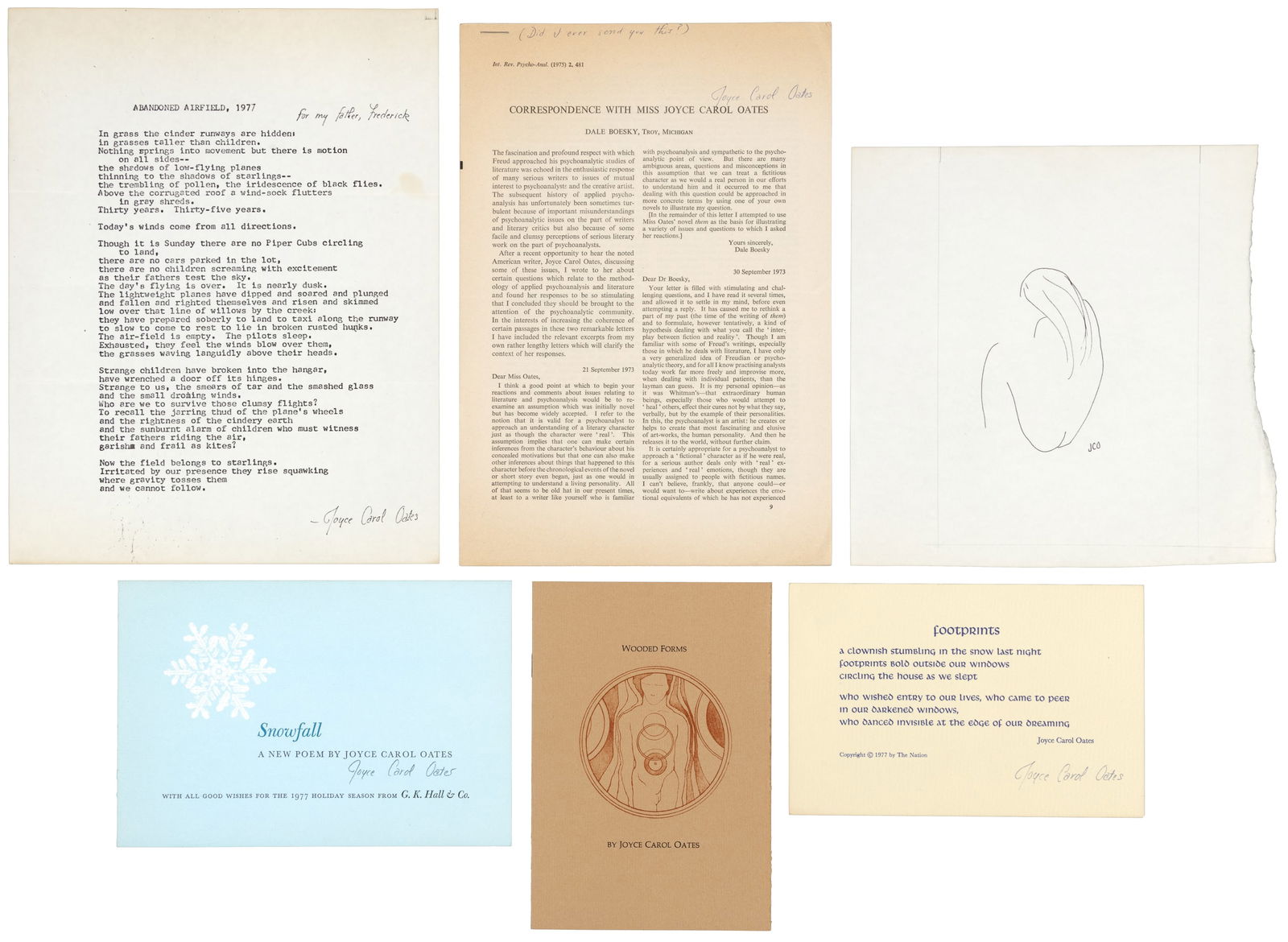 3 pieces signed Joyce Carol Oates ephemera (1 of 4)