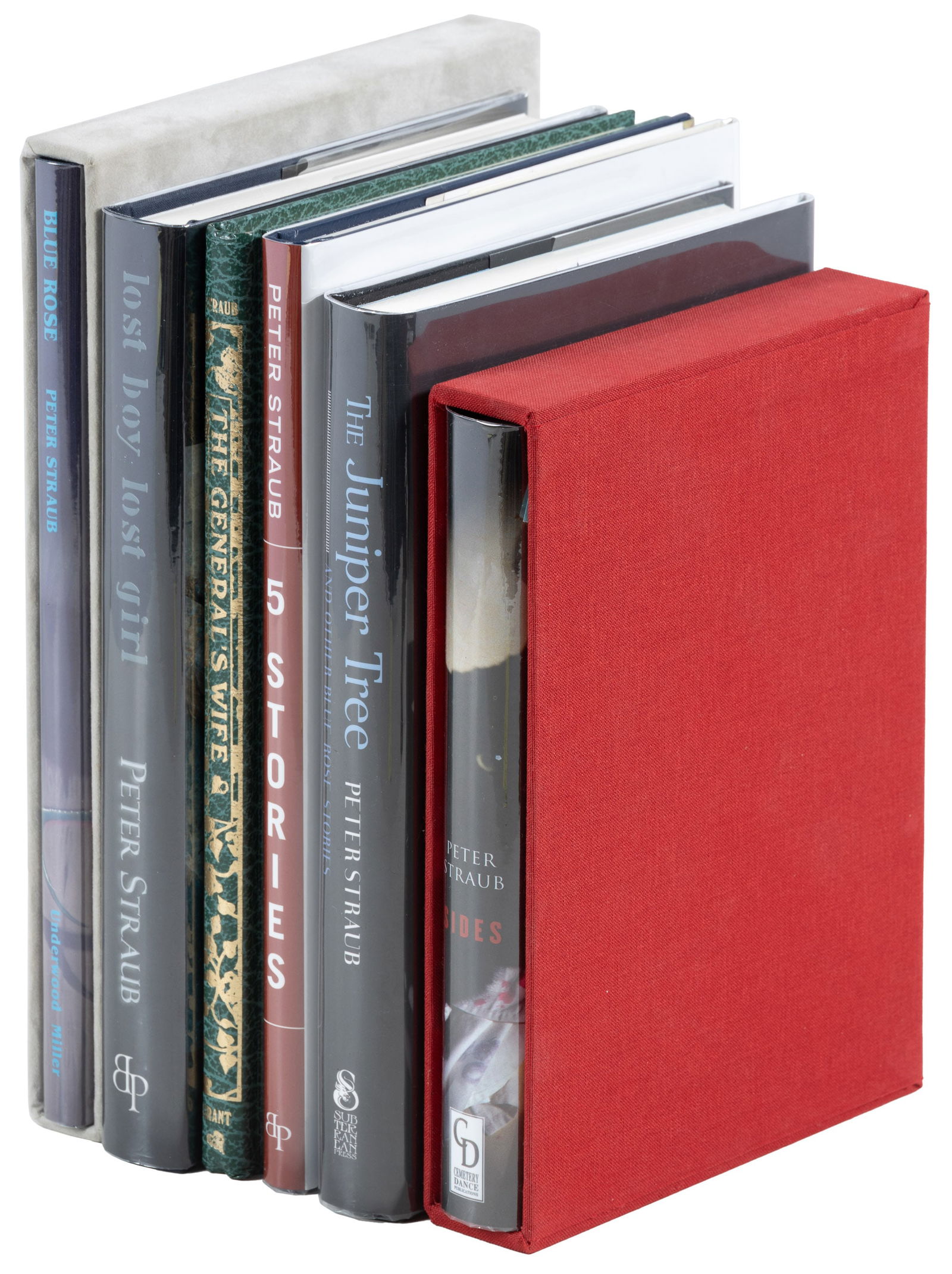 Six signed limited editions from Peter Straub: Heading: Author: Straub, Peter Title: Six signed limited editions from Peter Straub Place Published: Publisher: Date Published: 1982-2010 Description: 6 volumes. Cloth and leather