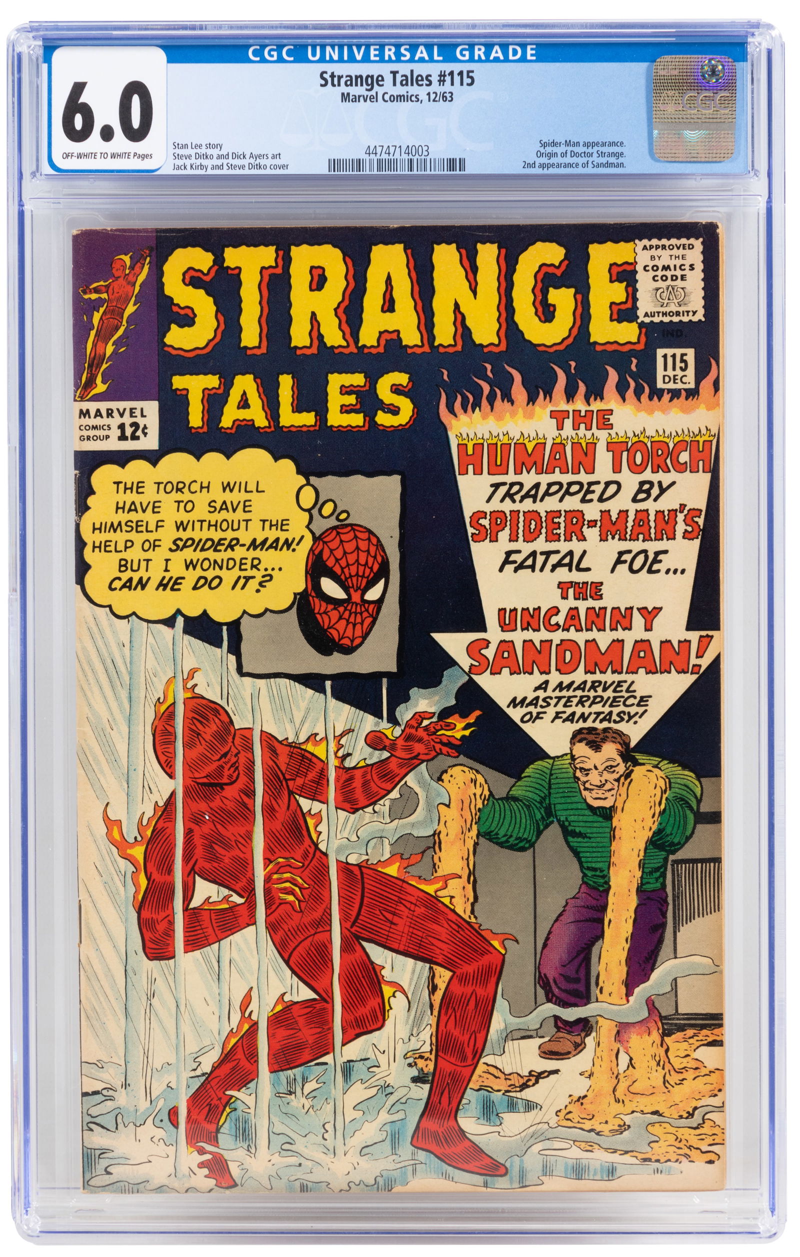 STRANGE TALES #115 * CGC 6.0 * Origin of DR. STRANGE * Stan and Steve Slug it Out (1 of 2)