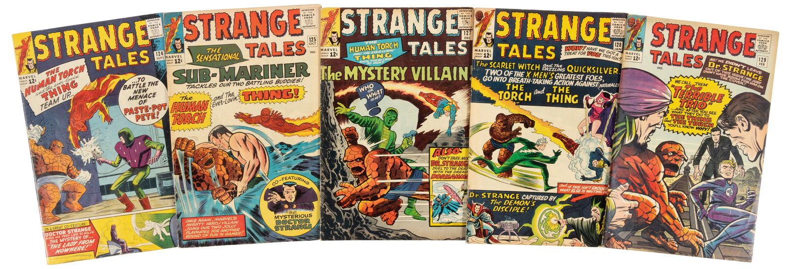 STRANGE TALES #s 124, 125, 127, 128, 129 * Lot of 5 Comics (1 of 1)