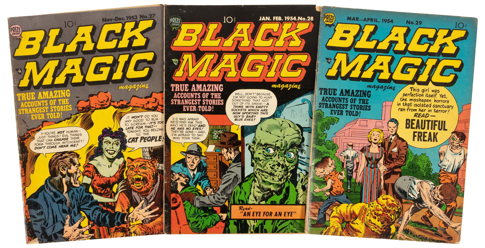 BLACK MAGIC #s 27, 28 & 29 * Lot of 3 Comics * Ditko's 2nd Story (1 of 1)