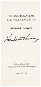 Hoover, Inheritance of the Next Generation, Signed