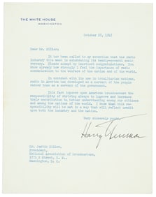 Signed letter from Harry S. Truman, 1947