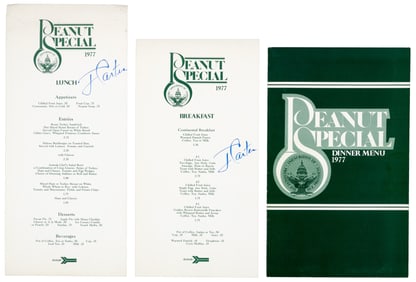Peanut Special train menus signed by Jimmy Carter