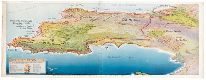 Monterey Peninsula Pebble Beach Country Club Map 1929