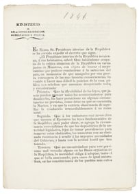 Decree from Mexican interim president, 1844