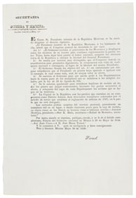 Mexican decree to free Santa Anna, 1836
