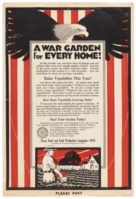 WWI poster for Texas war gardens