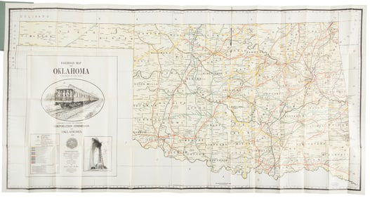 Very large 1922 Oklahoma Railroad Map