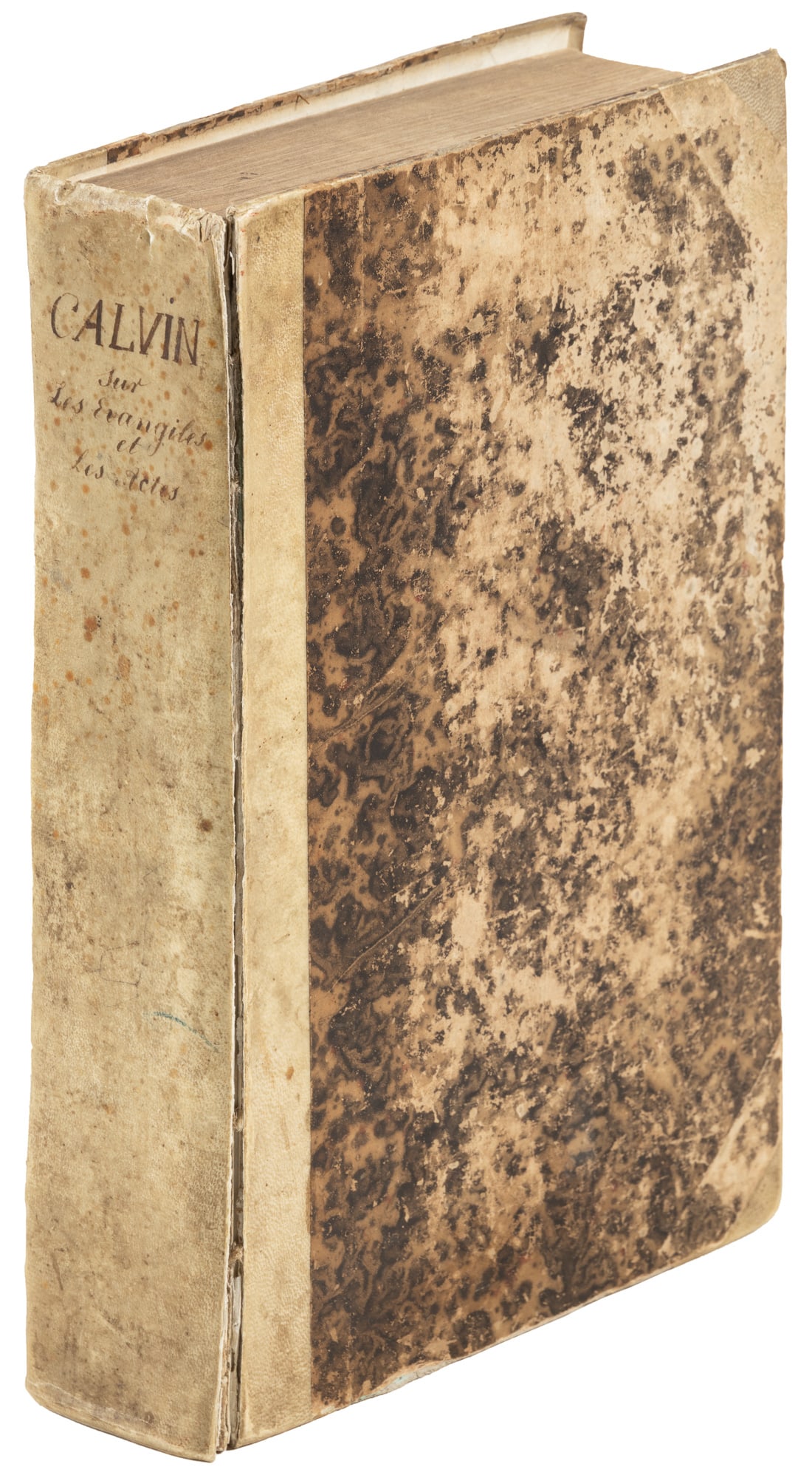 John Calvin commentary on the evangelists, 1563: Heading: Author: Calvin, John Title: Commentaires de Jean Calvin sur la Concordance ou Harmonie, composee des trois Euagelistes, assauoir sainct Matthieu, sainct Marc, & saict Luc Place Published: A G