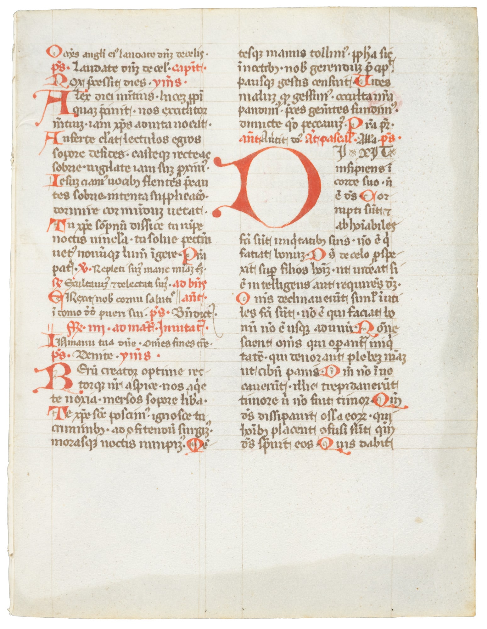 Manuscript breviary leaf w/ psalm, c.1475 Italy (1 of 3)