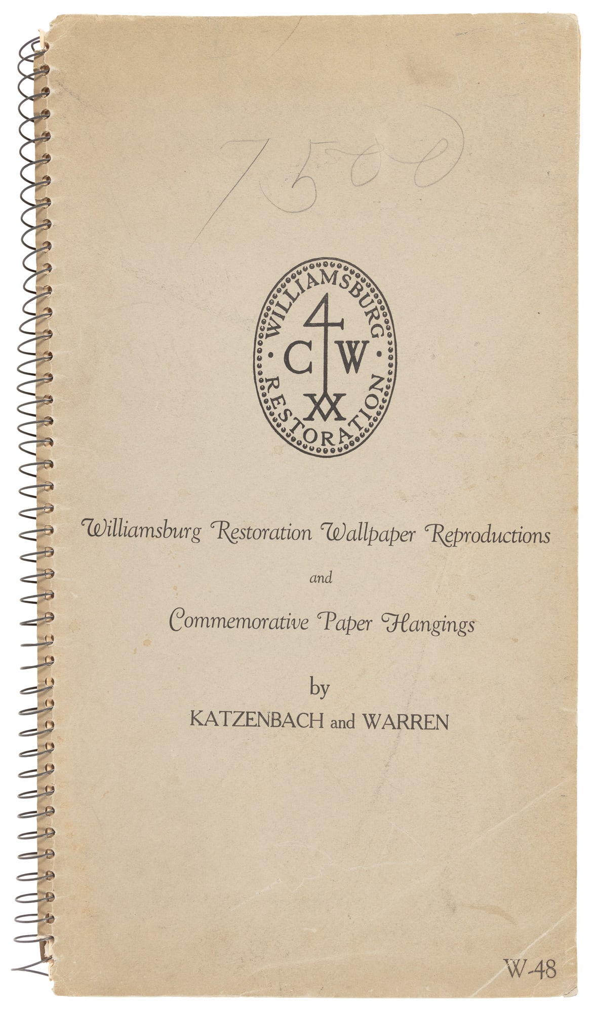 Williamsburg Restoration Wallpaper Reproductions: Heading: Author: Title: (Decorative Arts) Place Published: Katzenbach and Warren Publisher:Williamsburg Restoration Wallpaper Reproductions and Commemorative Paper Hangings Date Published: