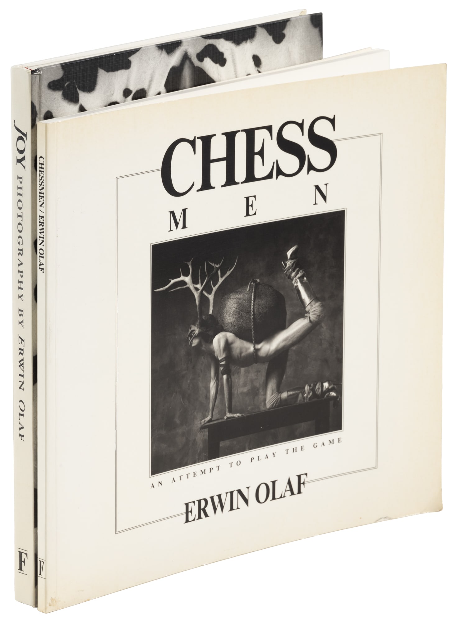 Two volumes by Erwin Olaf: Heading: Author: Olaf, Erwin Title: Chess Men [with] Joy Place Published: Amsterdam Publisher:Uitgeverij Focus Date Published: 1988-1993 Description: 2 volumes. In publisher‘s bind