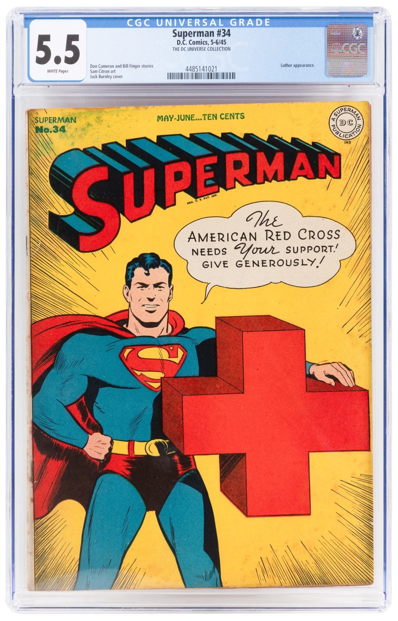 SUPERMAN #34 * CGC 5.5 * Red Cross Cover * Superman's Subconscious (1 of 2)