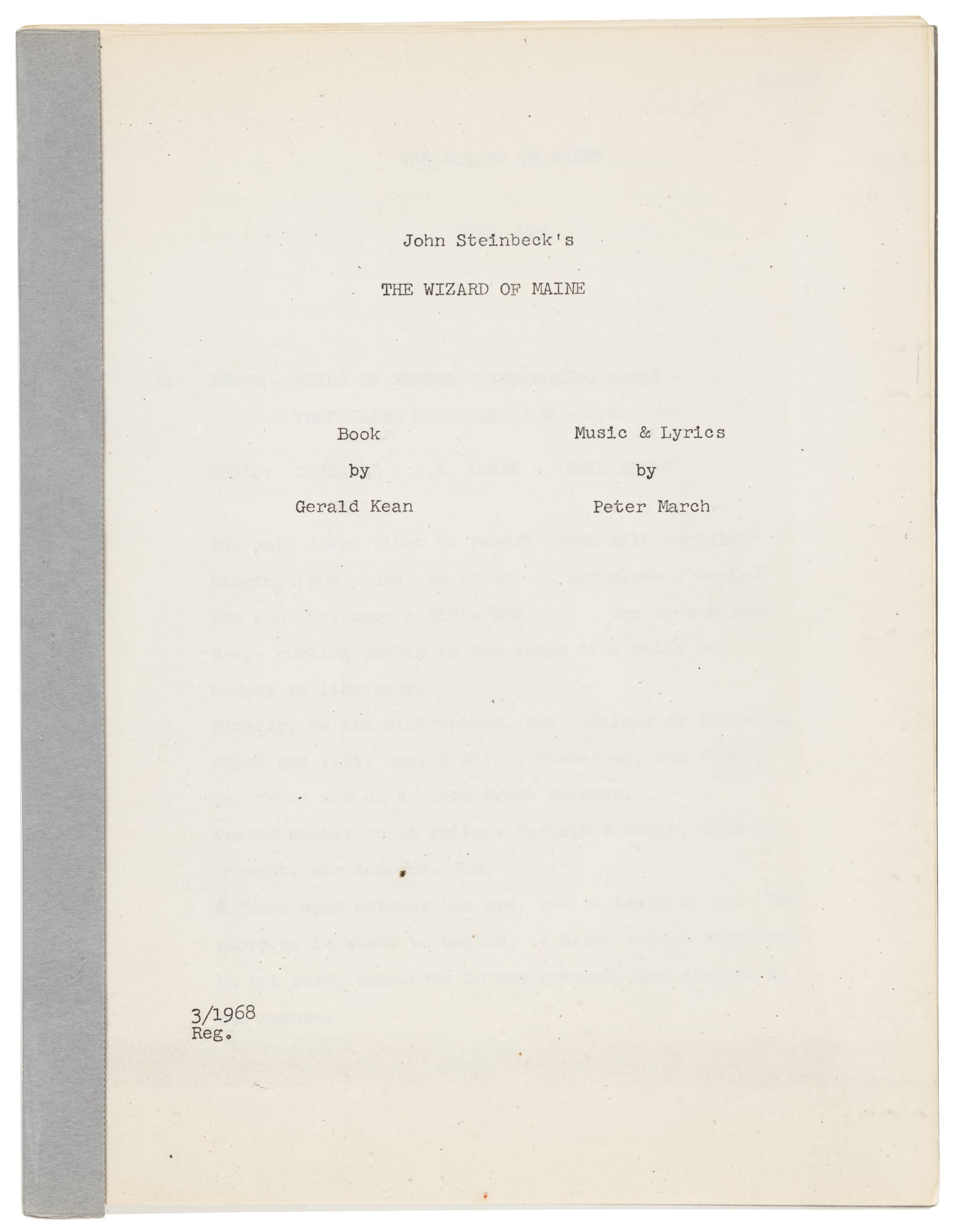 John Steinbeck's The Wizard of Maine - rare (1 of 2)