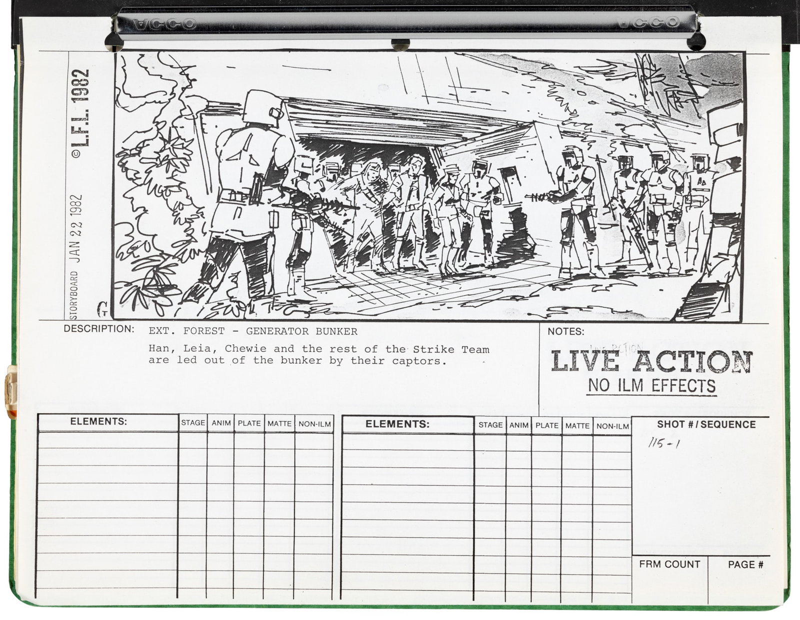 Paul Huston storyboards, Return of the Jedi: Heading: (Star Wars) Author: Huston, Paul Title: Paul Huston's Return of the Jedi storyboard folder Place Published: Publisher: Date Published: [1982] Description: Unpaginated stor
