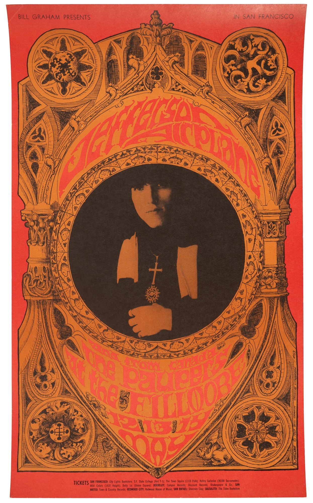 Jefferson Airplane at the Fillmore 1967: Heading: (Posters- Rock) Author: MacLean, Bonnie and Herb Greene Title: Jefferson Airplane, The Paupers at the Fillmore 1967 Place Published: San Francisco Publisher:Bill Graham Presents Date Pub