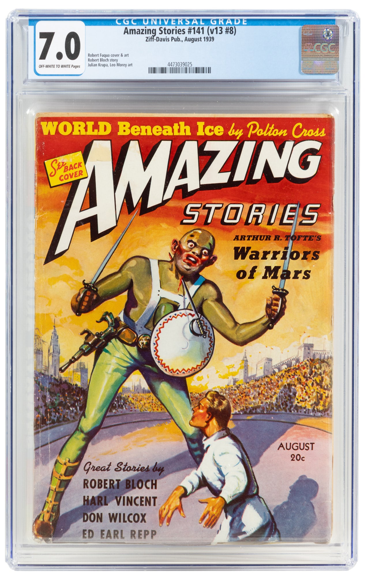 AMAZING STORIES #141 * CGC 7.0: Heading: Author: Title: AMAZING STORIES No. 141 (Vol. 13 No. 8) Aug 1939 Place Published: Publisher:Ziff-Davis Publishing Company Date Published: August, 1939 Description: CGC ce