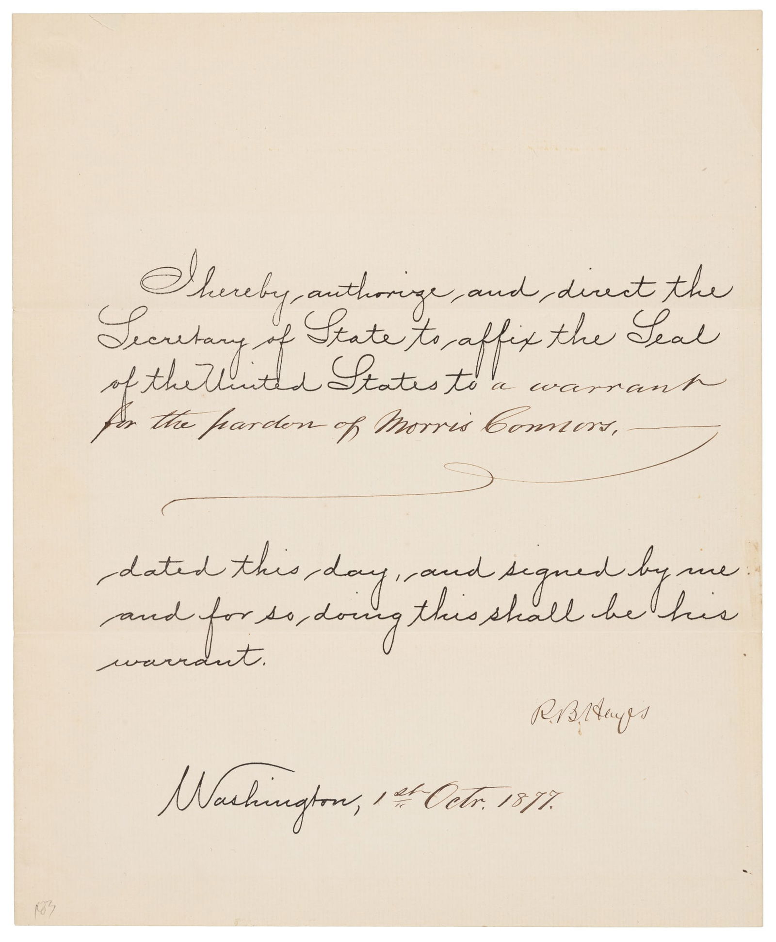 President Rutherford B. Hayes pardons a thief (1 of 2)