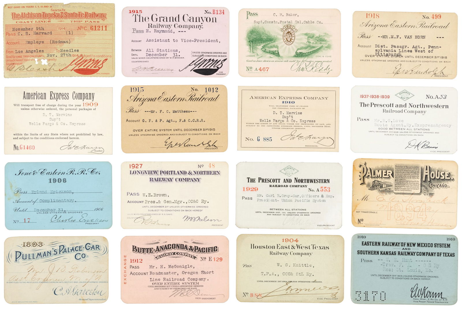 Railroad passes from the American west (1 of 2)