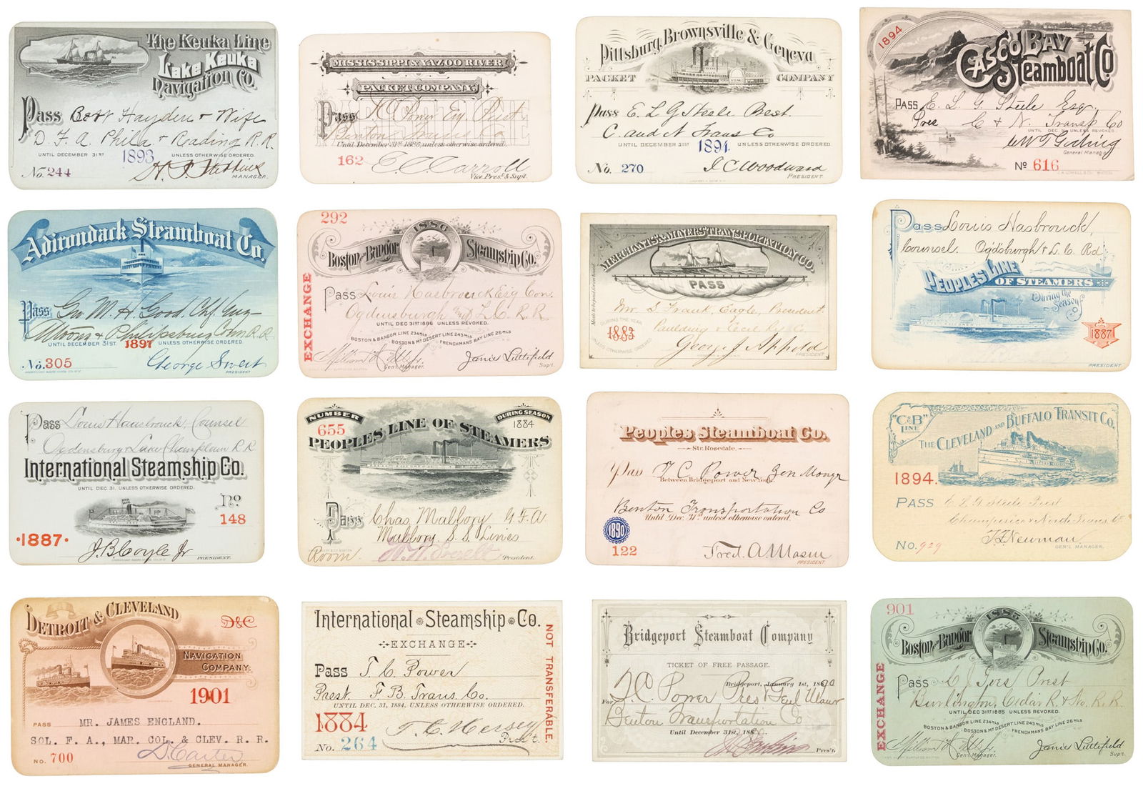 Steamship & RR passes for eastern half of US (1 of 2)