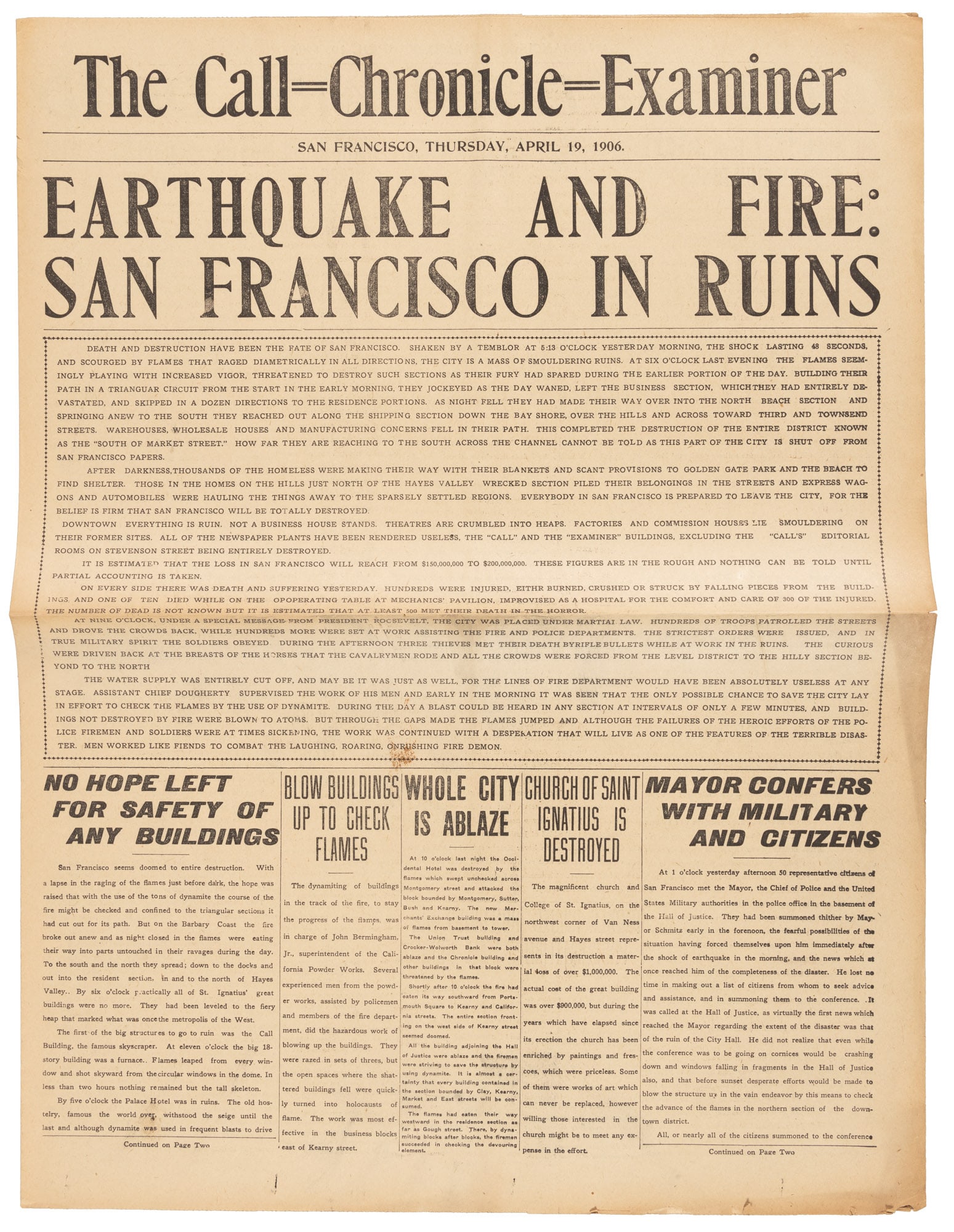 Combined San Francisco Earthquake newspaper (1 of 3)