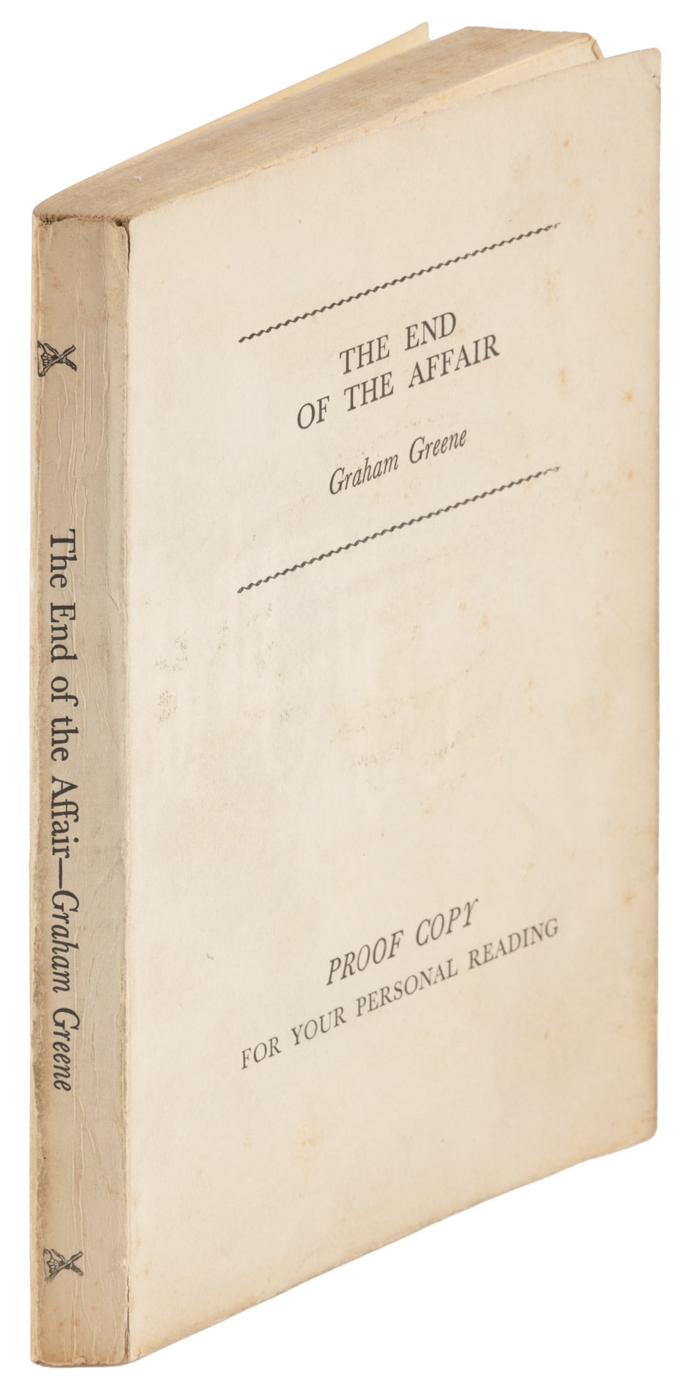 Proof Copy of Greene's Classic End of the Affair: Heading: Author: Greene, Graham Title: The End of the Affair Place Published: Melbourne, London, Toronto Publisher:William Heinemann, Ltd. Date Published: [1951] Description: Print