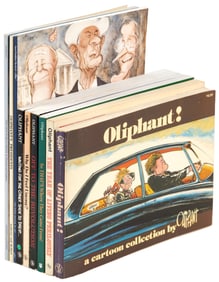 9 books by Pat Oliphant, 8 of which signed