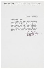 Typed letter signed from Rex Stout