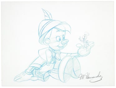 Signed sketch of Pinocchio by Manuel Hernandez