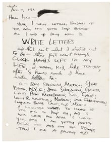 Bukowski 1966 handwritten letter