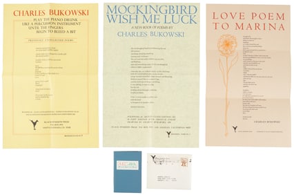 4 pieces of Bukowski ephemera