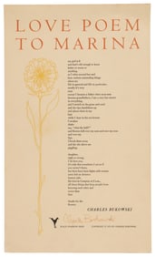 Bukowski Love Poem to Marina signed