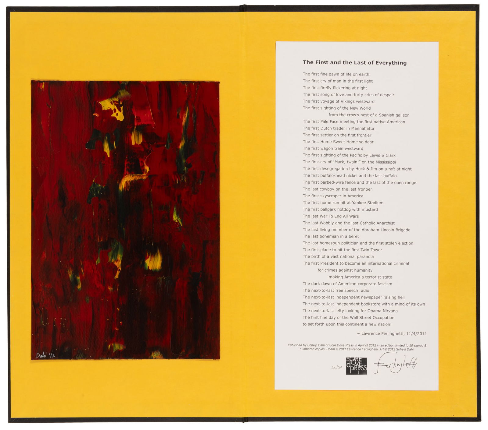 Two broadsides w/original art signed by Ferlinghetti (1 of 3)