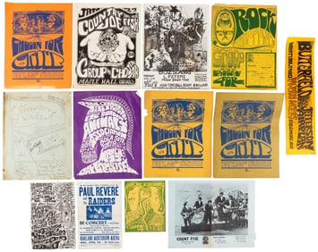 Flyers for various Bay Area rock concerts, 1960s