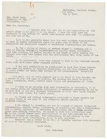 Letter from Steinbeck to Secretary of Navy, 1942