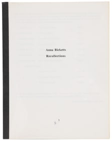 Anna Ricketts' Memoirs from Ed. Jr.'s collection