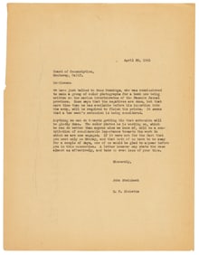 Steinbeck asks for reprieve to complete Sea of Cortez
