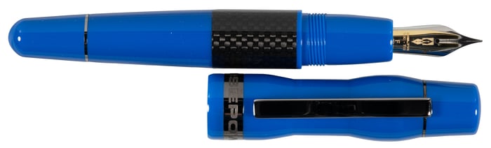 DELTA Horsepower Blue and Carbon Fiber Fountain Pen